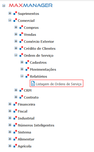 Nova tela de Listagem de Ordens de Serviço – E.R.P. MaxManager